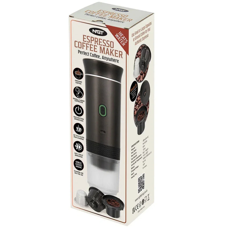 Máquina de Café Expresso Portátil 3 em 1 – Sem Fio, USB-C, 15 Bar, para Cápsulas e Pó