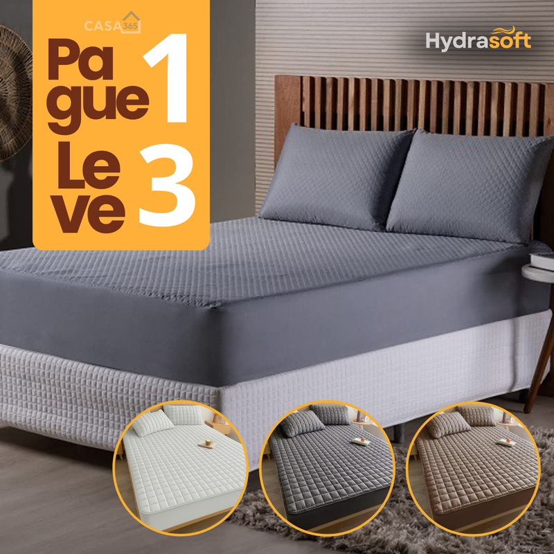 Hydra Soft™ [COMPRE 1, LEVE 3] - Jogo de Cama Impermeável Premium – Capa + 2 Fronhas [SOMENTE HOJE 🔥]