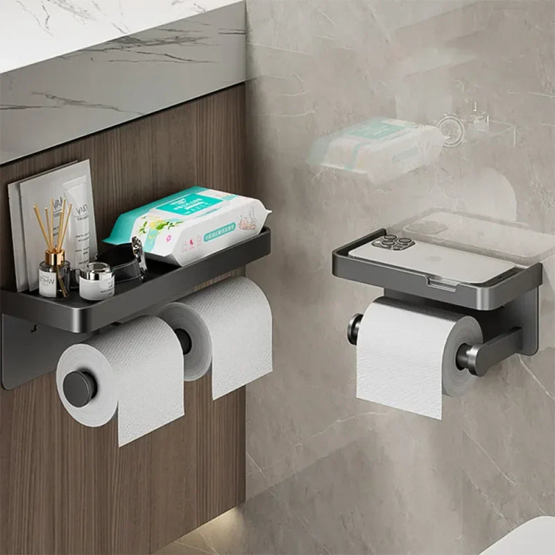 Suporte de Papel Higiênico com Apoio de Celular.