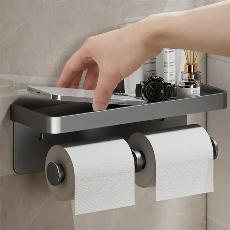 Suporte de Papel Higiênico com Apoio de Celular.
