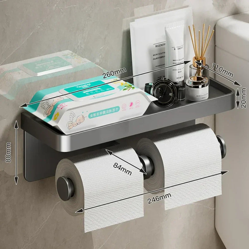 Suporte de Papel Higiênico com Apoio de Celular.