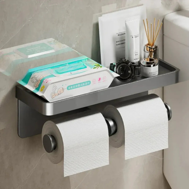 Suporte de Papel Higiênico com Apoio de Celular.