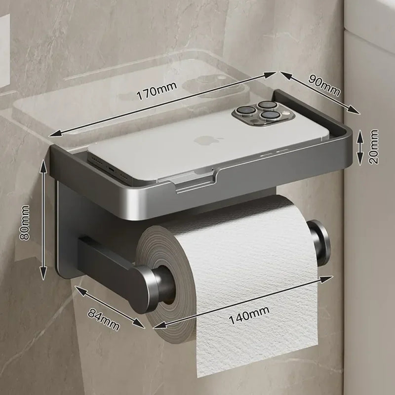 Suporte de Papel Higiênico com Apoio de Celular.